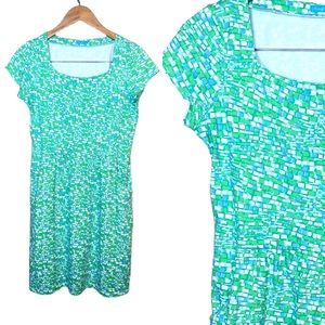 J. McLaughlin medium Green Blue Catalina Cloth Dress with pockets